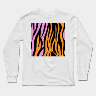 Pink and Orange Zebra Print Long Sleeve T-Shirt